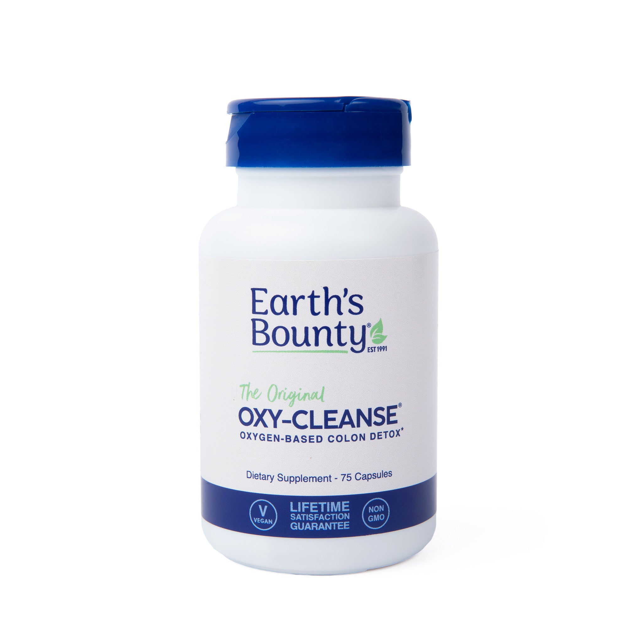 Earth's Bounty Oxy-Cleanse supplement bottle on a white background